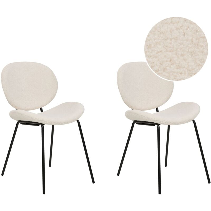 foto del prodotto set di 2 sedie in boucl pu ferro nero gambe senza braccioli tappi gamba design retr sala da pranzo sedute nere luana