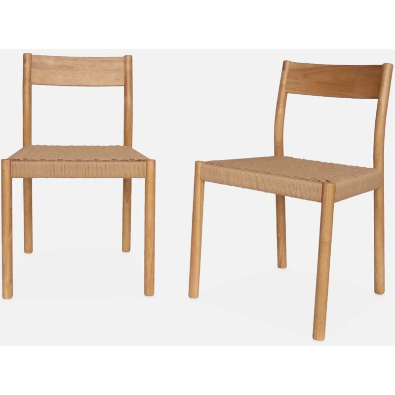foto del prodotto set di 2 sedie in legno e corda