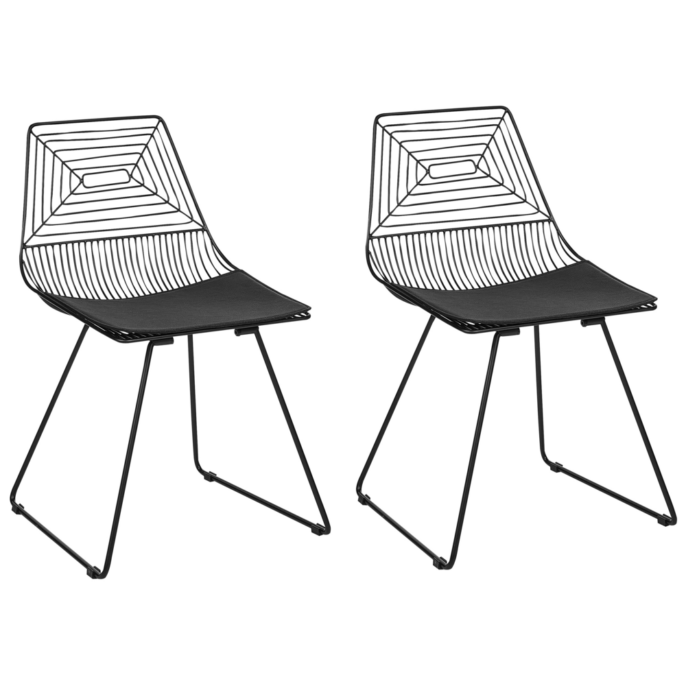 foto del prodotto set di 2 sedie in metallo nero con cuscino in pelle stile moderno industriale