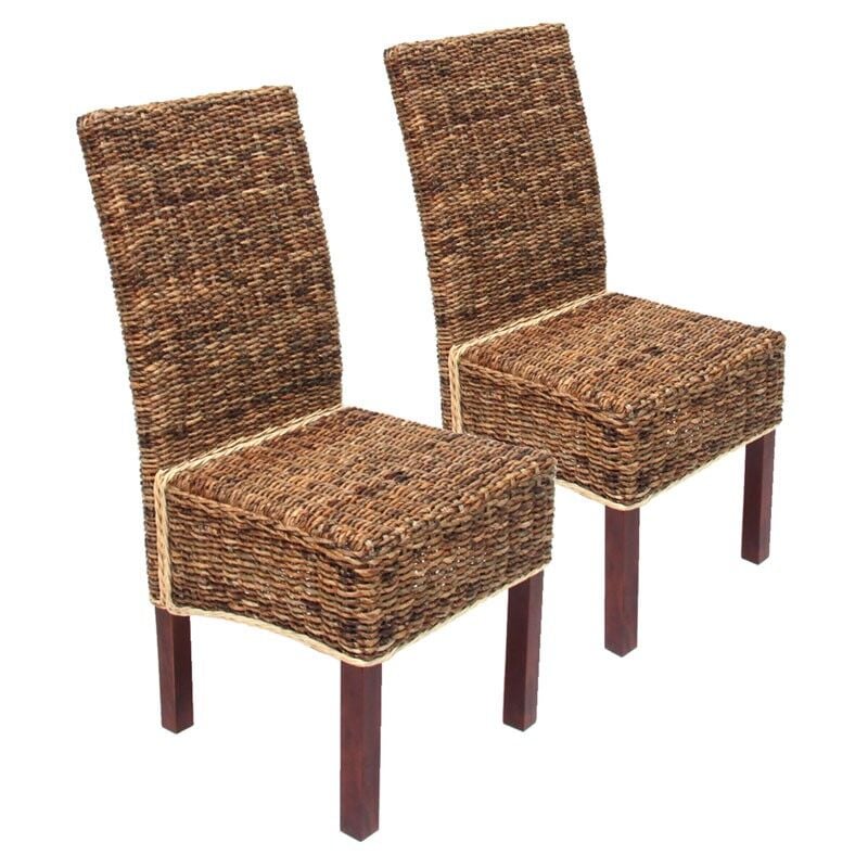 foto del prodotto set di 2 sedie in rattan banana intrecciato con gambe marroni cds04002