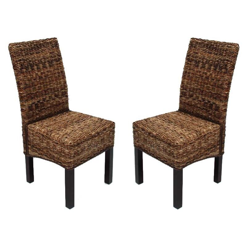 foto del prodotto set di 2 sedie in rattan banana intrecciato con gambe scure cds04001