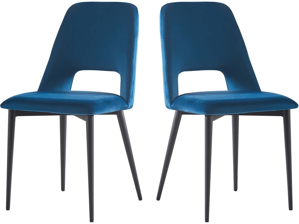 immagine 0 del prodotto set di 2 sedie in velluto quot fedora quot blu scuro