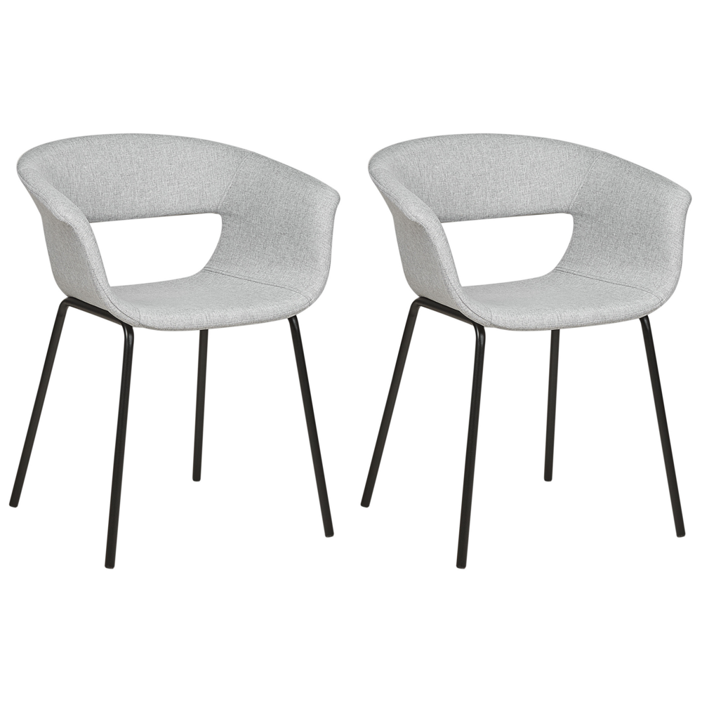 foto del prodotto set di 2 sedie moderne sedute imbottite gambe in metallo per sala da pranzo cucina grigio abilene