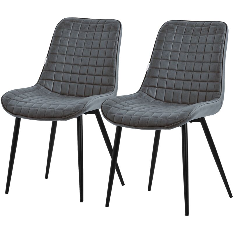 foto del prodotto set di 2 sedie per sala da pranzo antracite seduta in similpelle con gambe in metallo nero sedie da cucina con schienale poltroncina da soggiorno