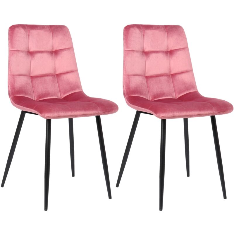foto del prodotto set di 2 sedie per sala da pranzo in velluto rosa con gambe in metallo nero opaco stile moderno cds101103