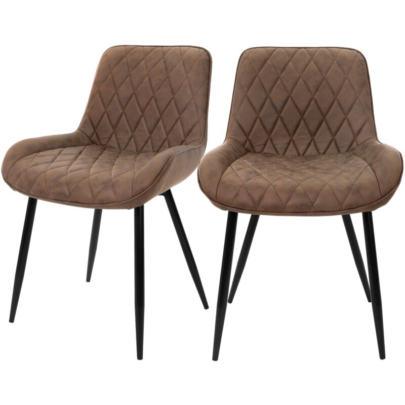 foto del prodotto set di 2 sedie per sala da pranzo marrone con schienale sedia per cucina con rivestimento in ecopelle imbottita gambe in metallo sedia salotto