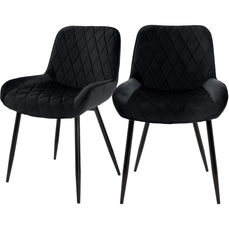 foto del prodotto set di 2 sedie per sala da pranzo nero con schienale sedia imbottita per cucina con rivestimento in velluto gambe in metallo sedia salotto soggiorno