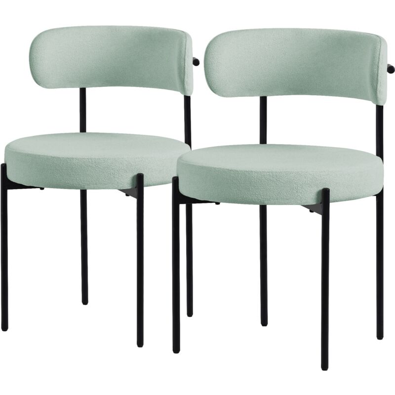 foto del prodotto set di 2 sedie per sala da pranzo sedia da cucina in tessuto teddy verde poltroncina da soggiorno con schienale poltrona imbottite con gambe in