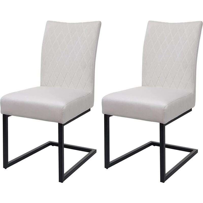 foto del prodotto set di 2 sedie per sala da pranzo sedia visitatore in acciaio design moderno velluto verniciato a polvere crema cds04487