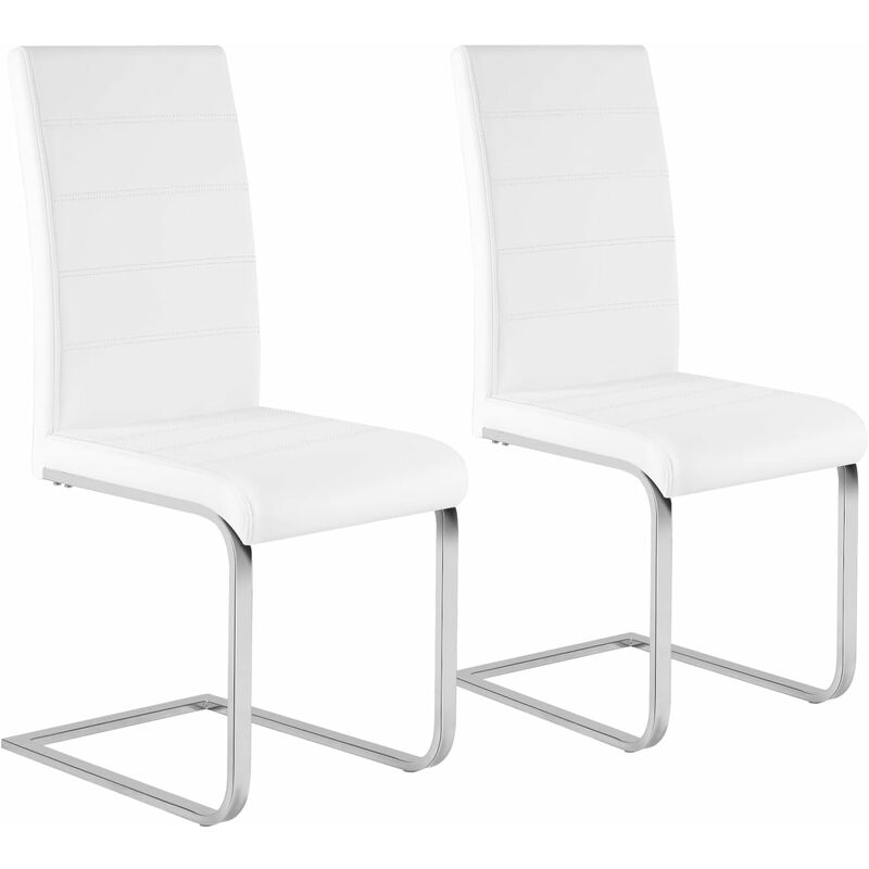 foto del prodotto set di 2 sedie per sala da pranzo. sedie da cucina moderne con schienale alto. sedie cantilever imbottite ergonomiche per soggiorno. ufficio. in pu.