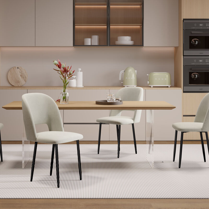 foto del prodotto set di 2 sedie per sala da pranzo, sedie da cucina, sedile imbottito in velluto a coste, gambe in metallo, per sala da pranzo, soggiorno, cucina,