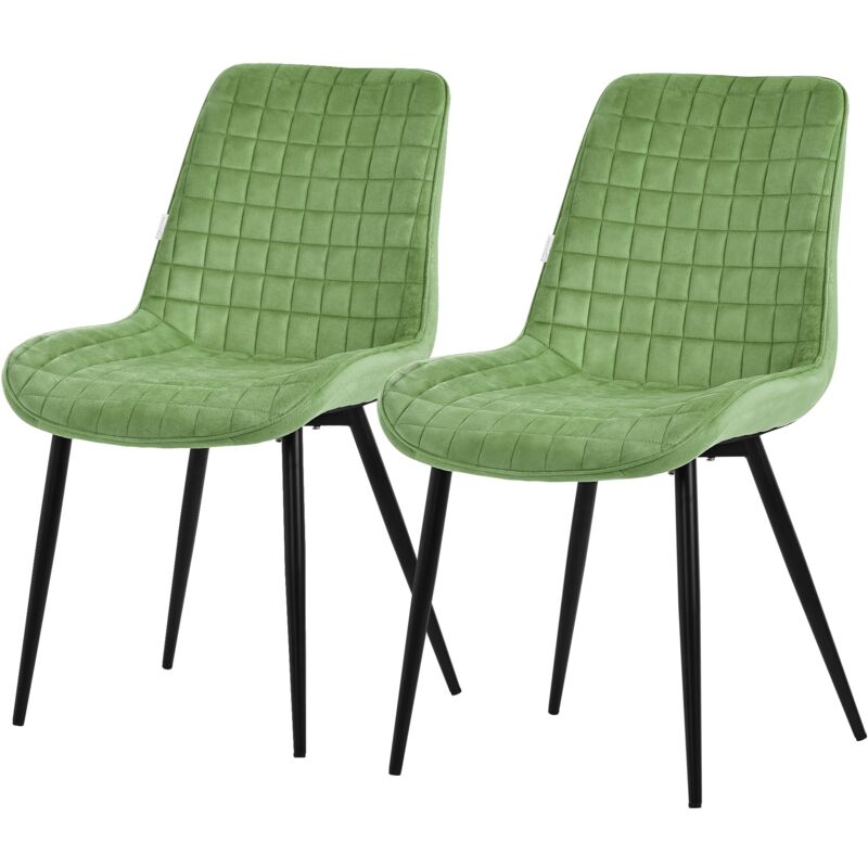 foto del prodotto set di 2 sedie per sala da pranzo verde salvia seduta in velluto con gambe in metallo nero sedie da cucina con schienale poltroncina da soggiorno