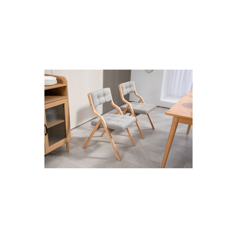 foto del prodotto set di 2 sedie pieghevoli con cuscino, sedie da pranzo pieghevoli portatili e assemblate per cucina, ufficio, matrimoni e feste, grigio