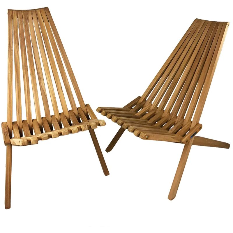foto del prodotto set di 2 sedie pieghevoli di design in teak nicla