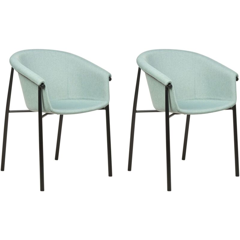foto del prodotto set di 2 sedie rivestimento in tessuto design moderno sala da pranzo verde menta ames