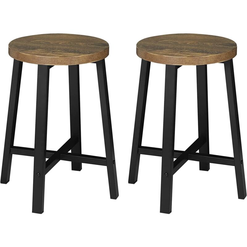 foto del prodotto set di 2 sedie sala da pranzo. sgabelli da cucina. sedile in legno e gambe in metallo. stile industriale. legno vintage nero woltu