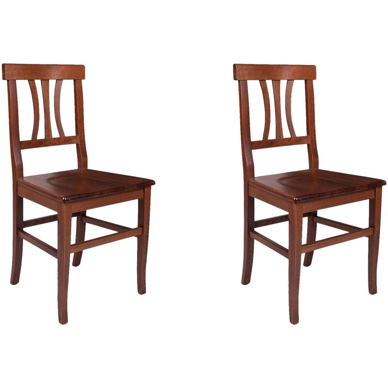 foto del prodotto set di 2 sedie soulik, seduta indoor, sedia in legno massello, poltrona multiuso, 45x44 h89 cm, noce dmora