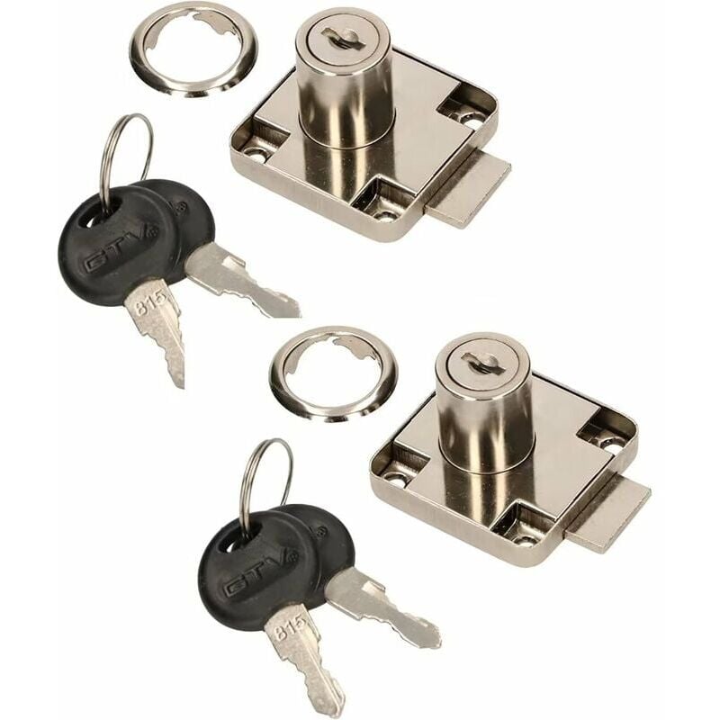 foto del prodotto set di 2 serrature per mobili 40 x 40 mm da avvitare per ante e cassetti di mobili,
