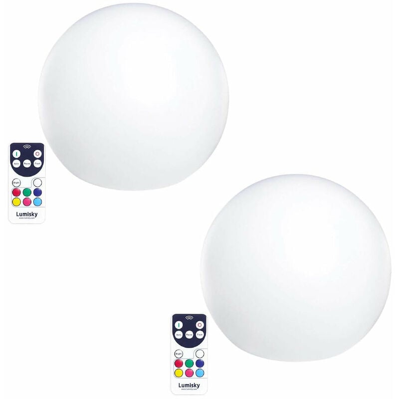 foto del prodotto set di 2 sfere luminose senza fili a led galleggianti d30cm bobby