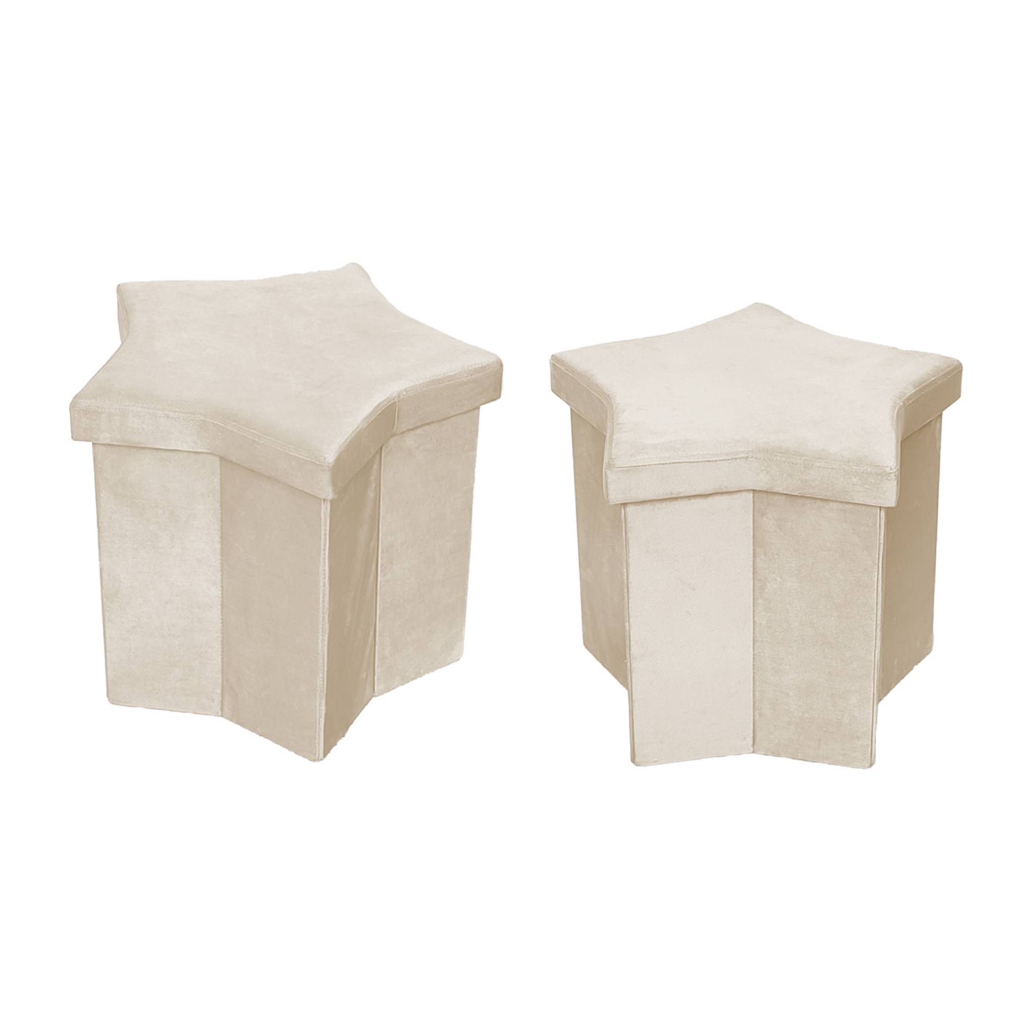 foto del prodotto set di 2 sgabelli a stella per bambini pieghevoli in velluto, beige