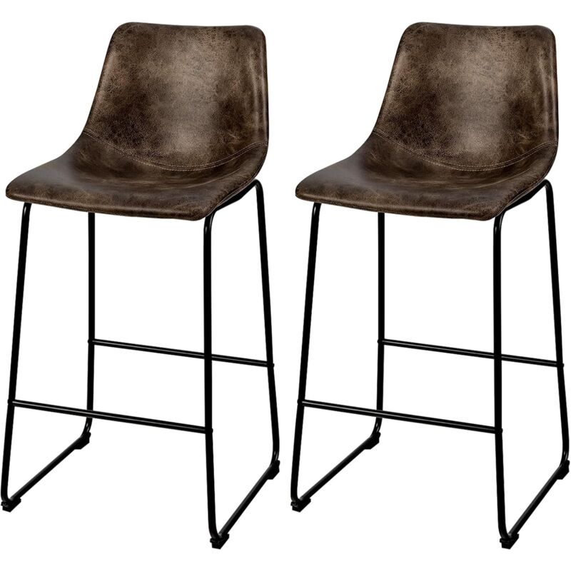 foto del prodotto set di 2 sgabelli alti da bar, sgabelli da bar con schienale, cuscini confortevoli, set di gabelli con poggiapiedi per cucina, ufficio costway