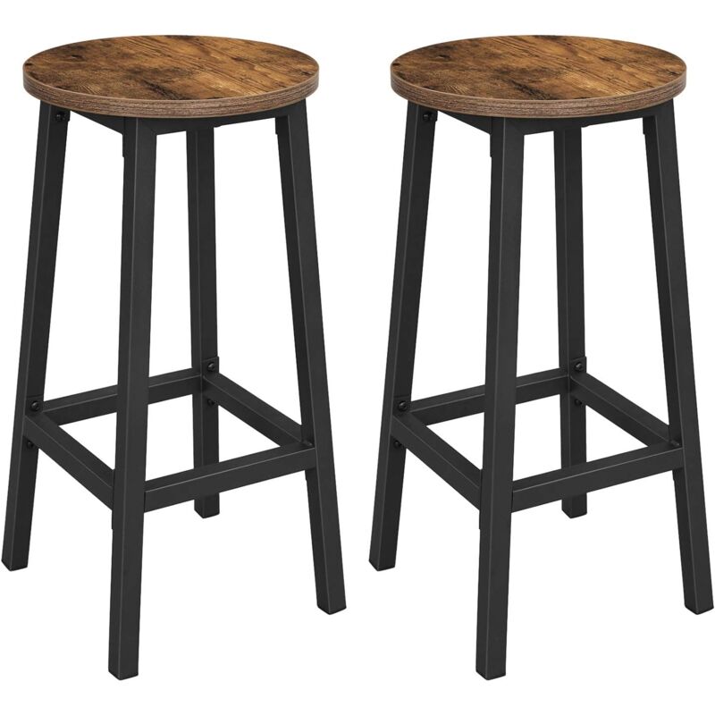 foto del prodotto set di 2 sgabelli alti, sgabelli da bar, sgabelli cucina, telaio in acciaio resistente, altezza 65 cm, assemblaggio facile, stile industriale,