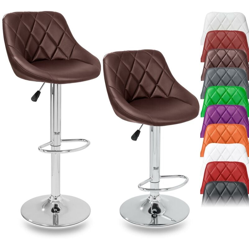 foto del prodotto set di 2 sgabelli bar moderni, sedia bar, sgabello lounge con schienale, 10 colori diversi, cromato, rotazione libera a 360 , la regolazione in