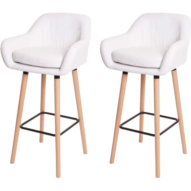 foto del prodotto set di 2 sgabelli bar sedie alte con poggiapiedi in pvc bianco 040000170