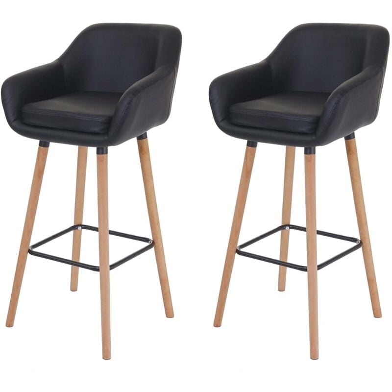 foto del prodotto set di 2 sgabelli bar sedie alte con poggiapiedi in pvc nero 040000171