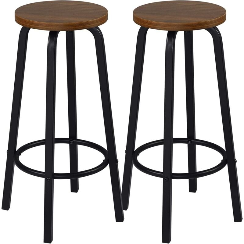 foto del prodotto set di 2 sgabelli da bar bistrot seduta in mdf struttura in metallo sgabello da cucina 30 x 30 x 72 cm faggio scuro woltu