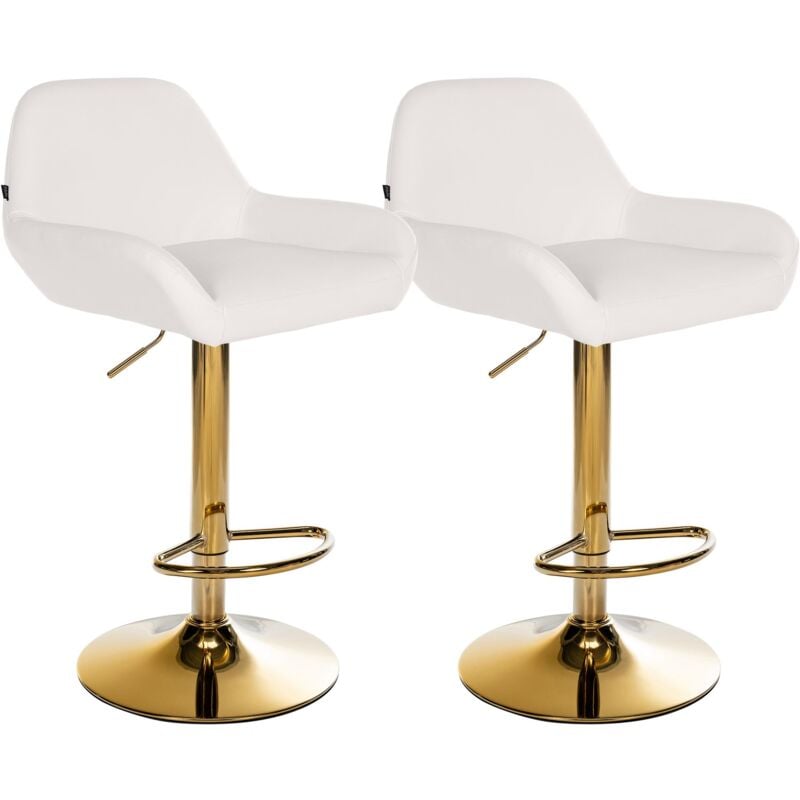 foto del prodotto set di 2 sgabelli da bar braga in ecopelle oro bianco