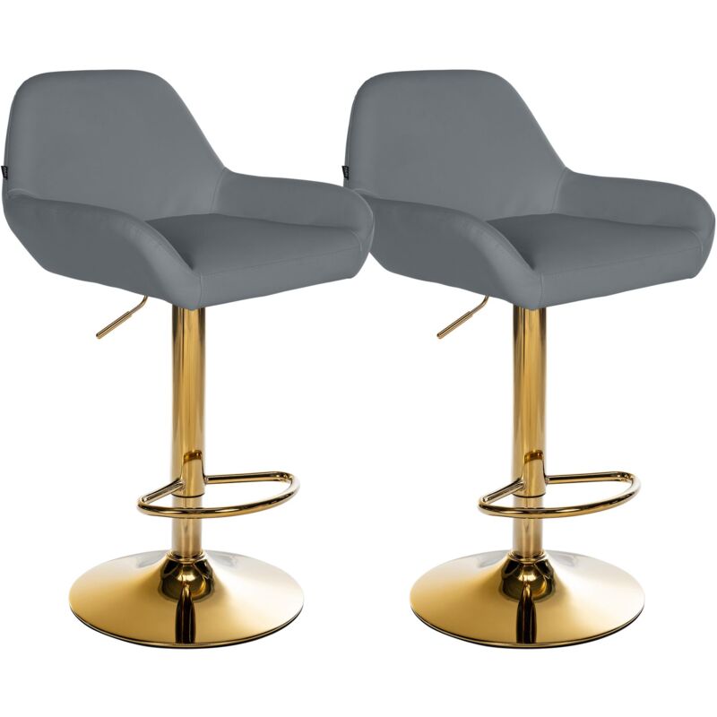 foto del prodotto set di 2 sgabelli da bar braga in ecopelle oro grigio