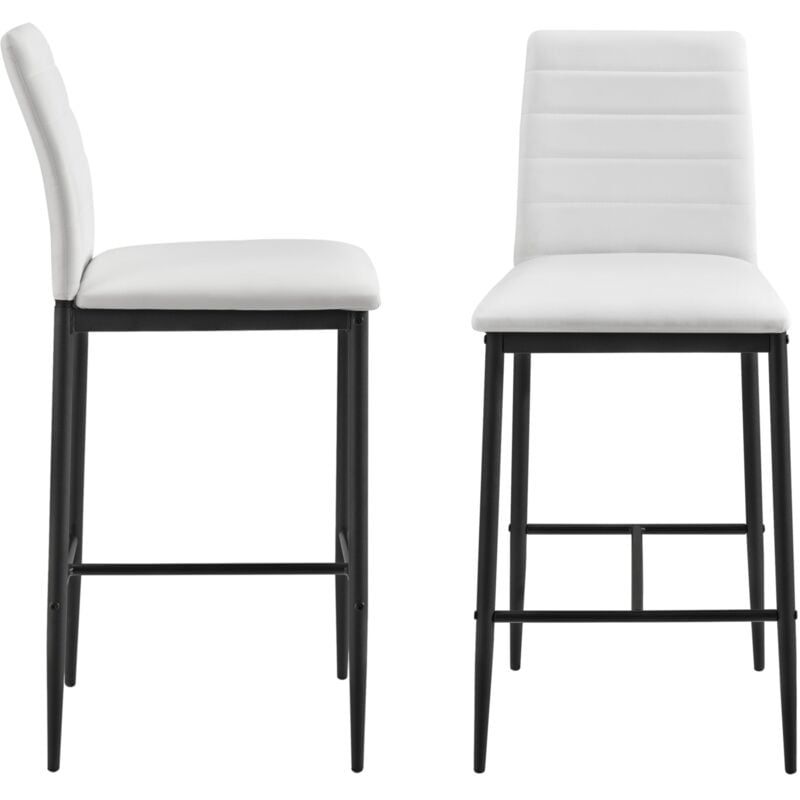 foto del prodotto set di 2 sgabelli da bar con gambe in acciaio e altezza 66 cm bianco nero