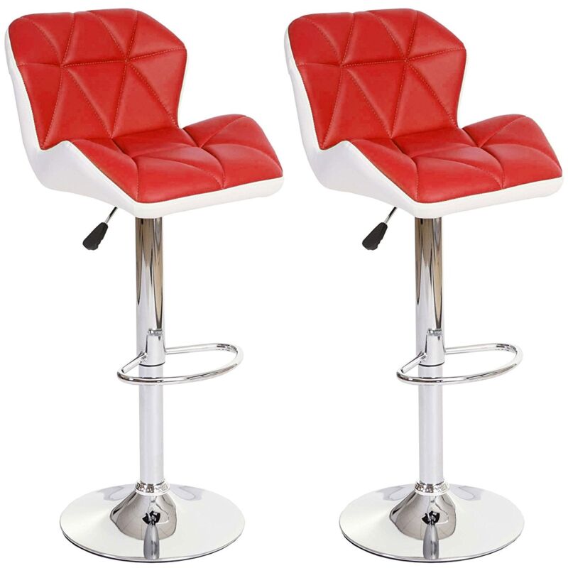 foto del prodotto set di 2 sgabelli da bar con poggiapiedi sintetico rosso e bianco tdb04024