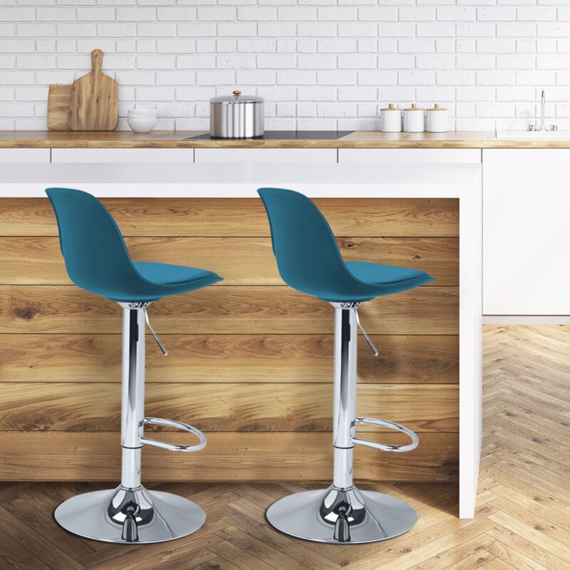 foto del prodotto set di 2 sgabelli da bar design blu anatra karl