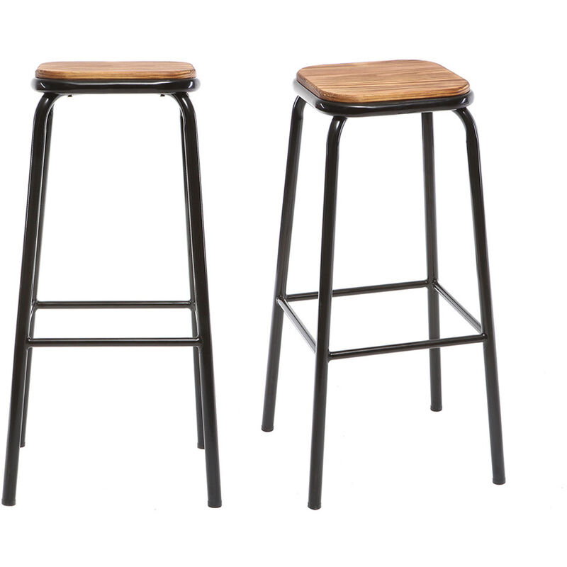 foto del prodotto set di 2 sgabelli da bar design nero h75cm memphis
