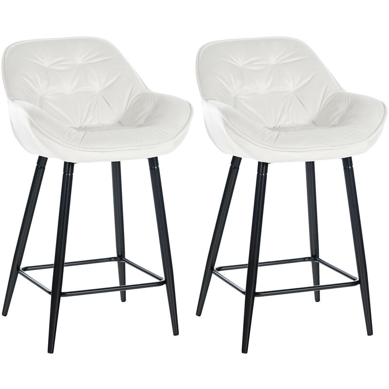 foto del prodotto set di 2 sgabelli da bar gibson in velluto con altezza seduta 76 cm bianco crema