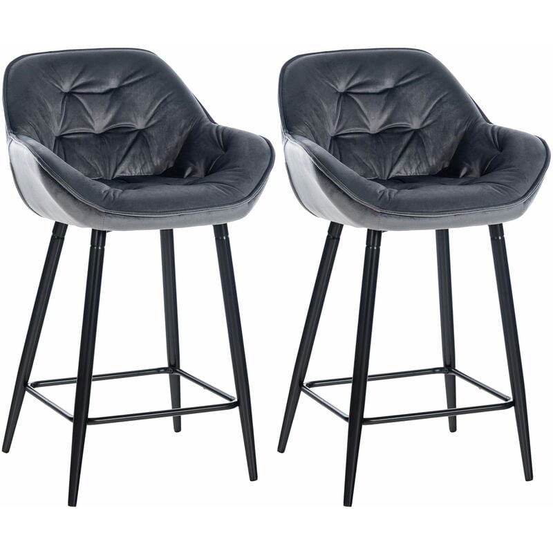 foto del prodotto set di 2 sgabelli da bar gibson in velluto con altezza seduta 76 cm grigio scuro