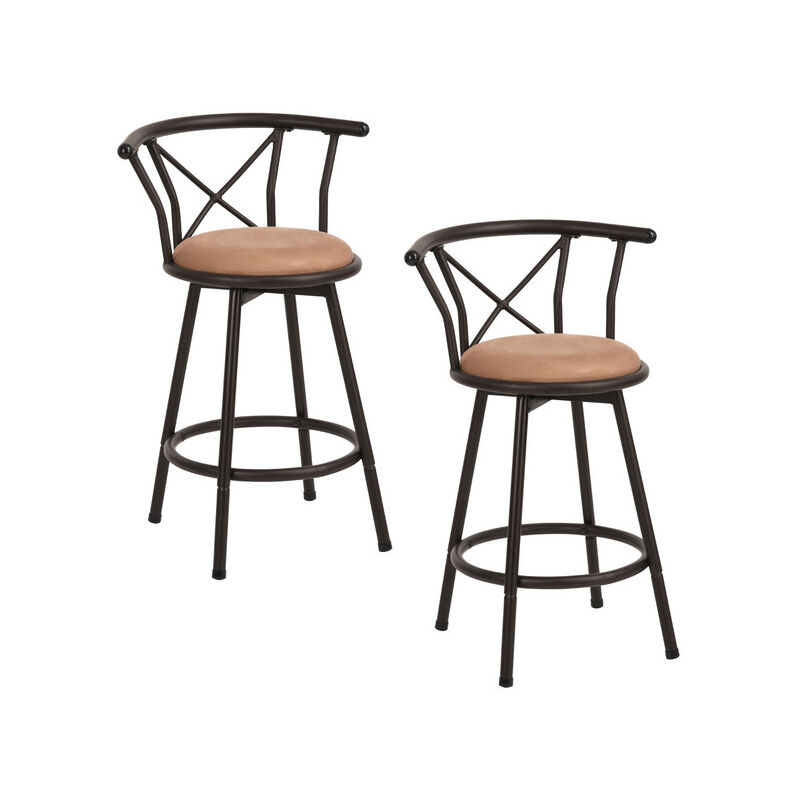 foto del prodotto set di 2 sgabelli da bar girevoli tipo professionale, altezza seduta 63 cm, con poggiapiedi e schienale e cuscino imbottiti meubles cosy