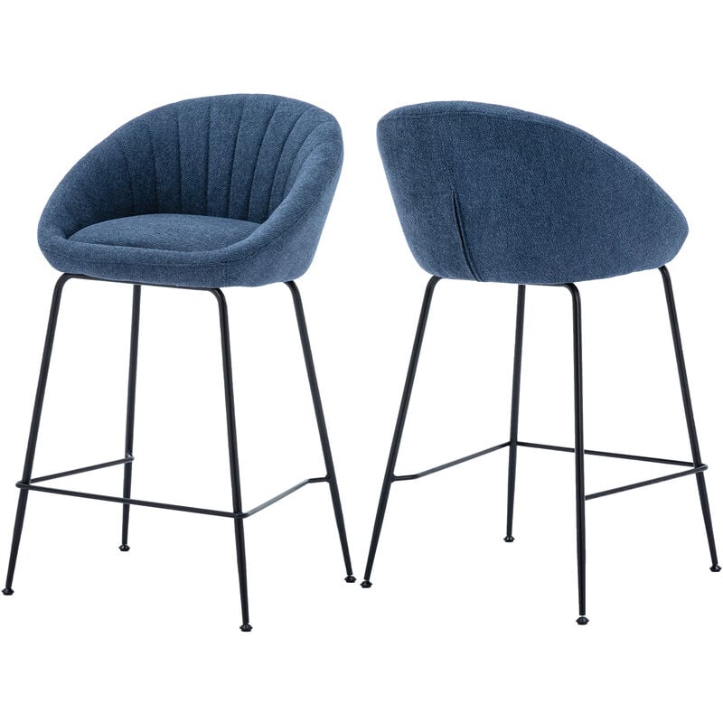 foto del prodotto set di 2 sgabelli da bar in tessuto sgabelli alti cucina con schienal per cucina bancone, blu