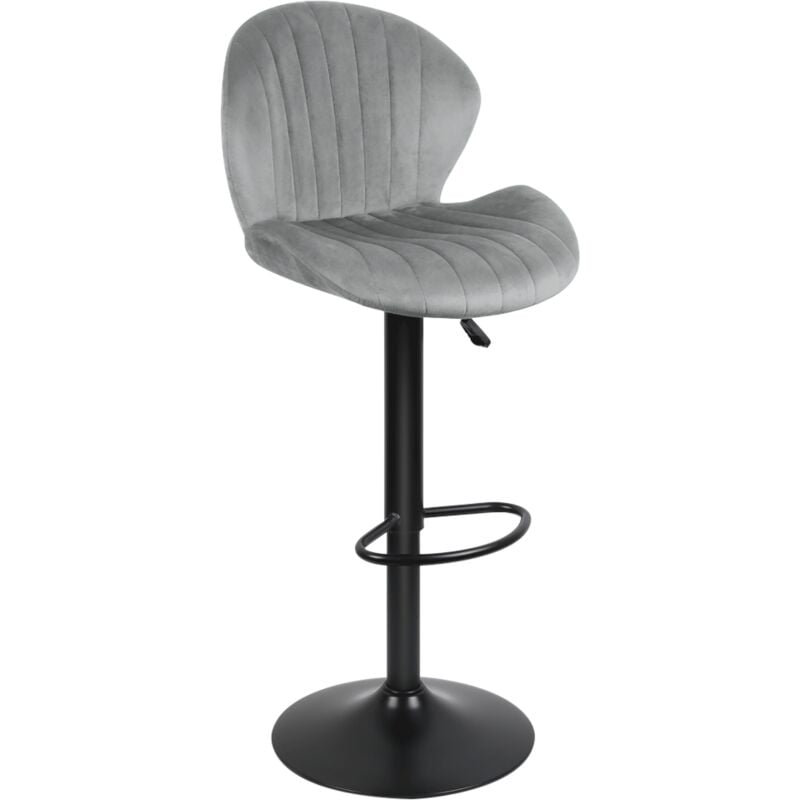foto del prodotto set di 2 sgabelli da bar in velluto altezza regolabile grigio chiaro per cucina, isola e sala design elegante con base antiscivolo - haloyo