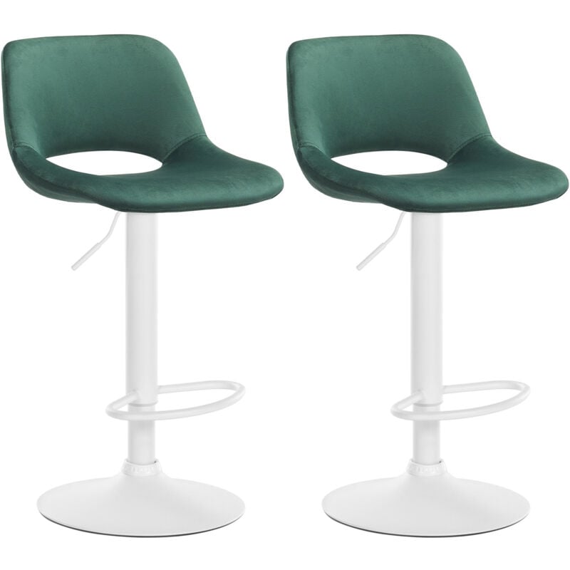 foto del prodotto set di 2 sgabelli da bar in velluto camden verde metallo bianco opaco