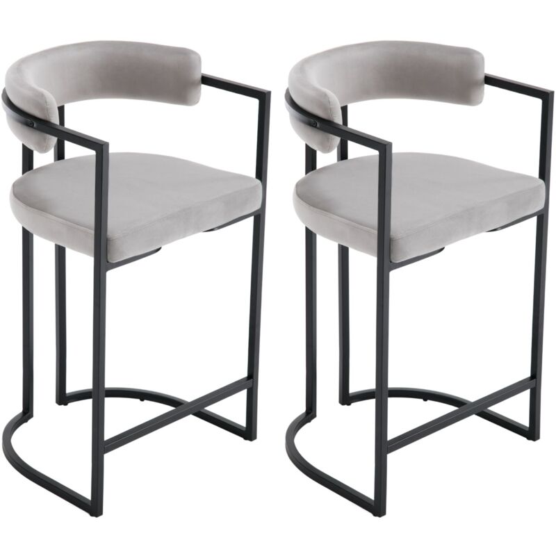 foto del prodotto set di 2 sgabelli da bar in velluto sgabelli cucina moderni con struttura in metallo sgabelli alti per cucina bancone, grigio