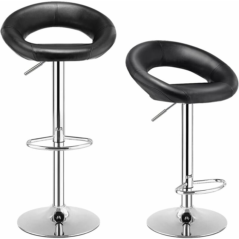 foto del prodotto set di 2 sgabelli da bar moderni, sgabelli da bar regolabili in altezza, con rotazione libera a 360 e poggiapiedi in metallo, per bar, cucina