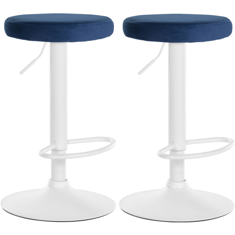 foto del prodotto set di 2 sgabelli da bar ponte velvet blu metallo bianco opaco