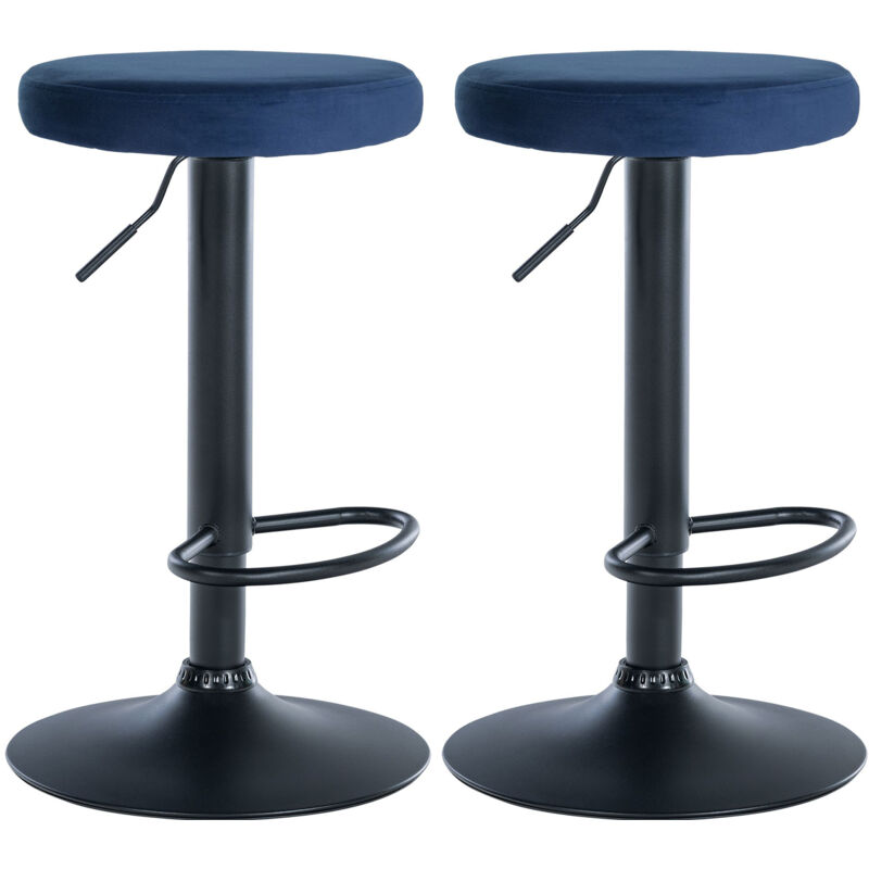 foto del prodotto set di 2 sgabelli da bar ponte velvet blu metallo nero opaco
