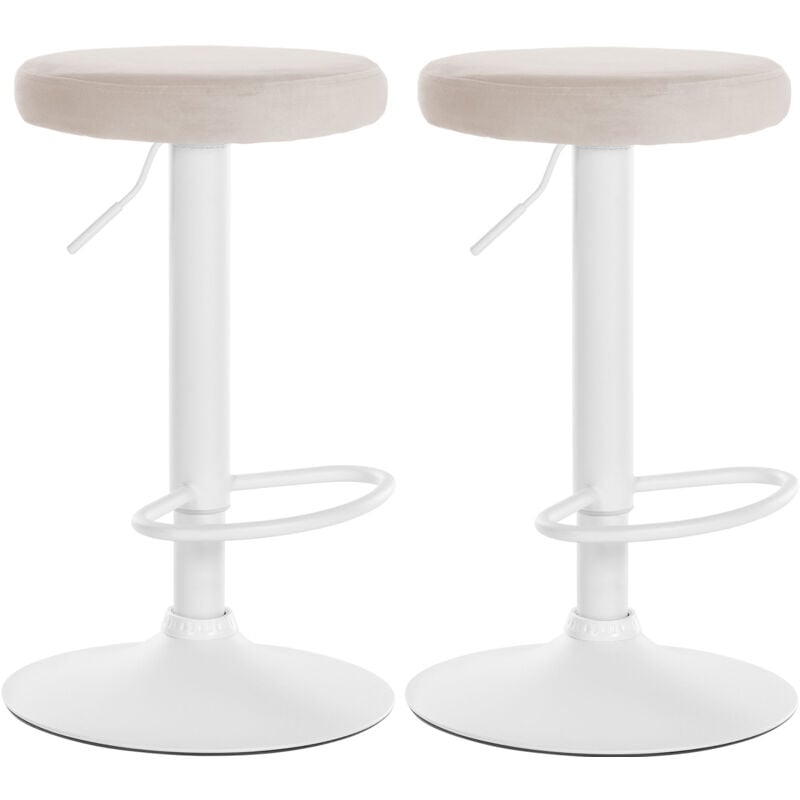 foto del prodotto set di 2 sgabelli da bar ponte velvet crema metallo bianco opaco
