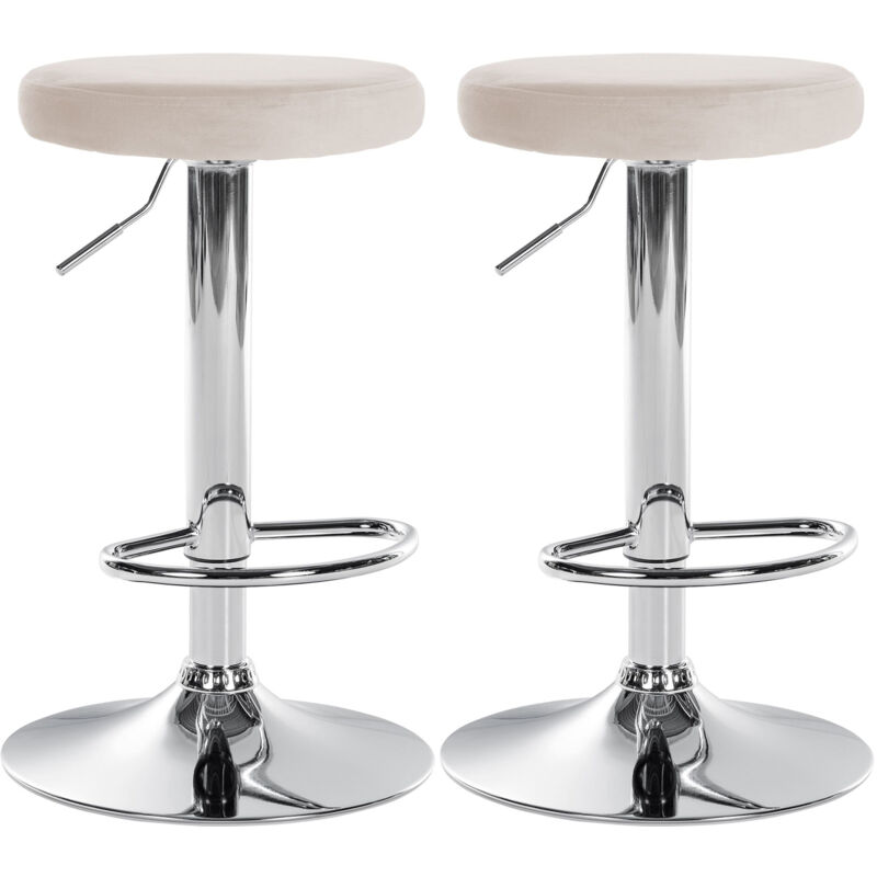 foto del prodotto set di 2 sgabelli da bar ponte velvet crema metallo in look cromato
