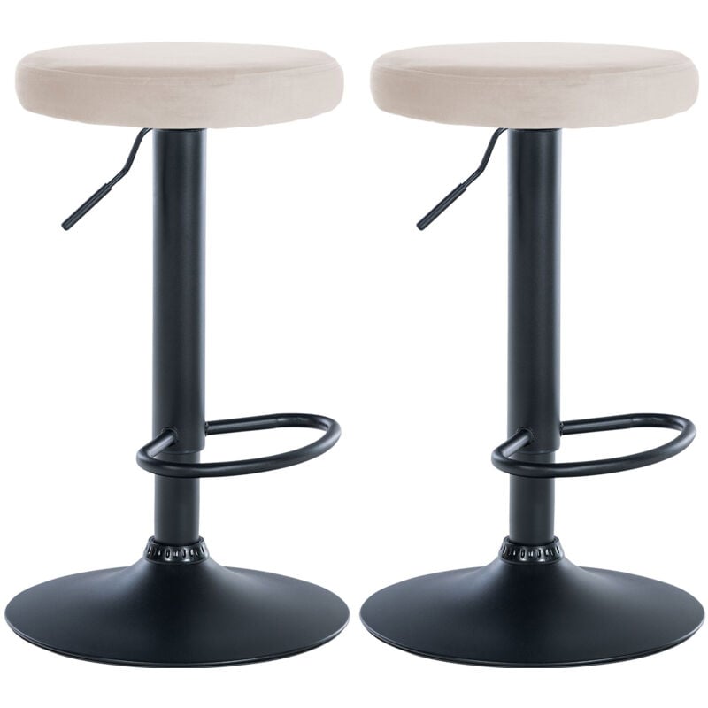 foto del prodotto set di 2 sgabelli da bar ponte velvet crema metallo nero opaco