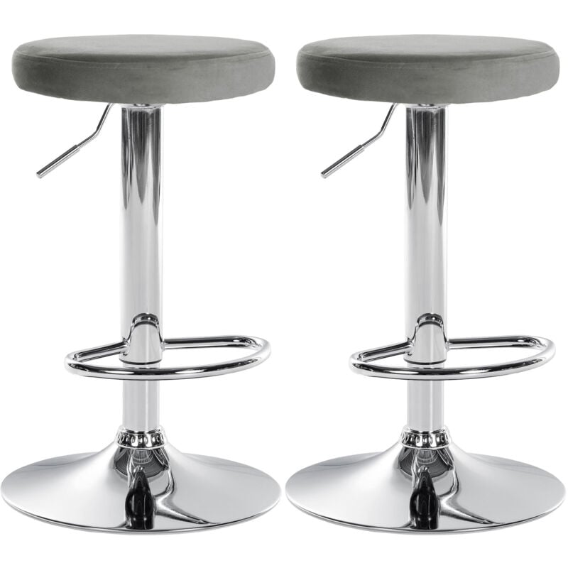 foto del prodotto set di 2 sgabelli da bar ponte velvet grigio metallo in look cromato